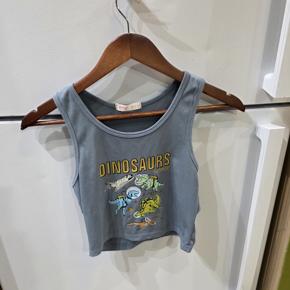 ROMWE Blue Dinosaur Print Tank Top